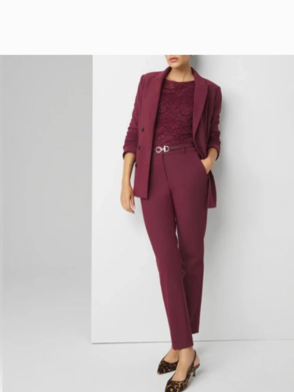White House Black Market The Slim Ankle Pants Burgundy Size 14 Long Tall